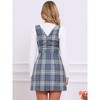 Allegra K Women's V Neck Gingham Check Pinafore Overalls Suspenders Plaid Print Dress - 3 of 4