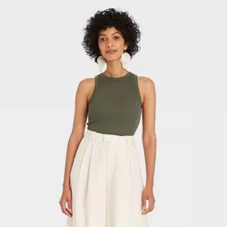Women's Ribbed Tank Top - A New Day™ Olive XL