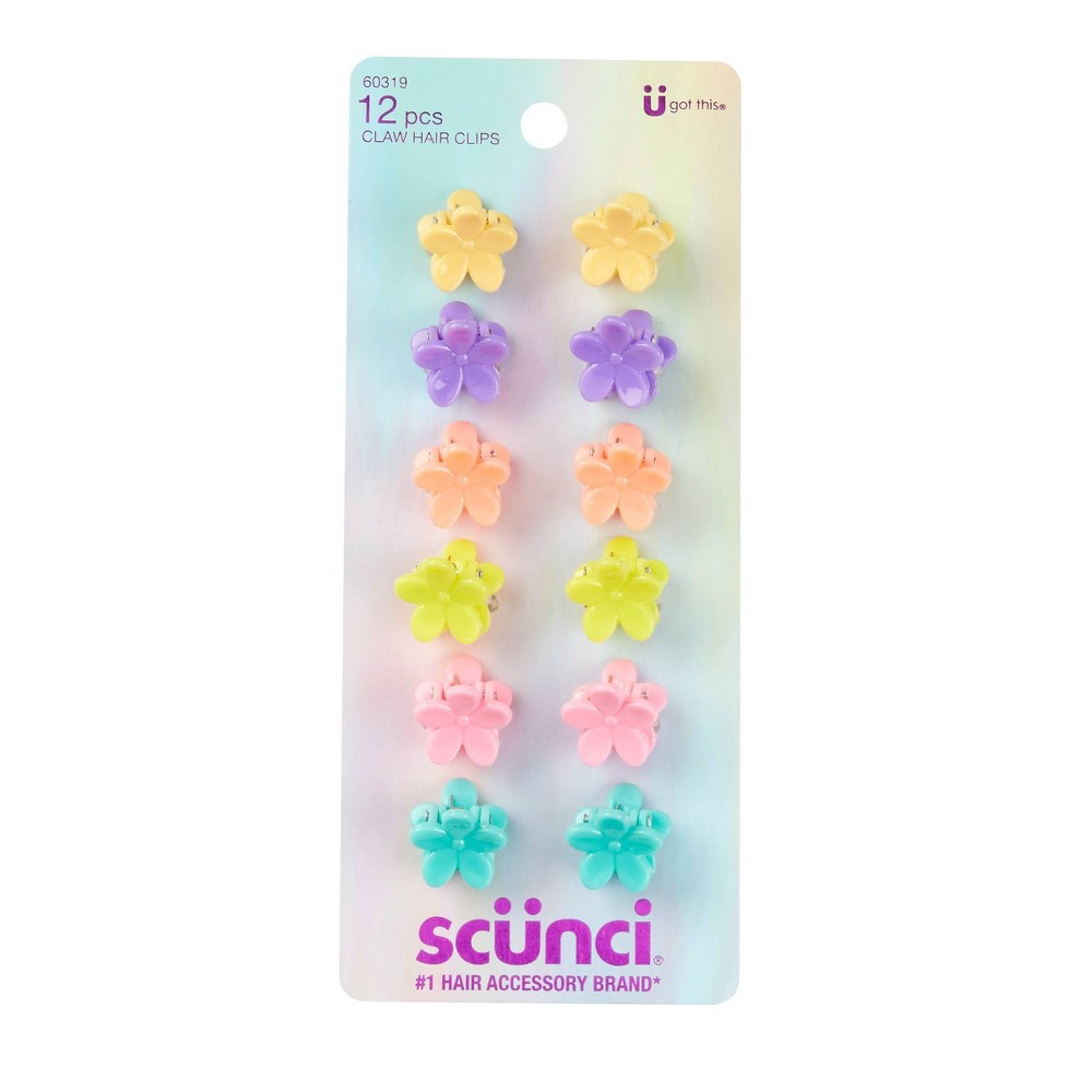 Photos - Hair Pin / Headband / Elastic Hair Tie scünci Kids Floral Shaped Mini Claw Clips - Pastels -12pcs