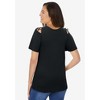 Woman Within Plus Size Lattice-Detail Cold-Shoulder Tee - 3 of 4