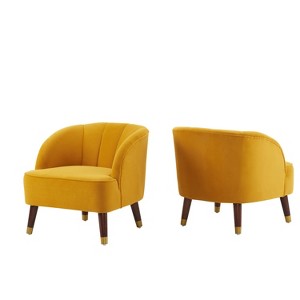 Christopher Knight Home Connor Contemporary Barrel Club Chair with Wooden Legs, 28" x 28"（Set of 2) - 1 of 4