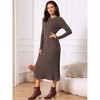 INSPIRE CHIC Women's Crewneck Knit Long Sleeve Midi Ribbed A-Line Sweater Dress - 3 of 4
