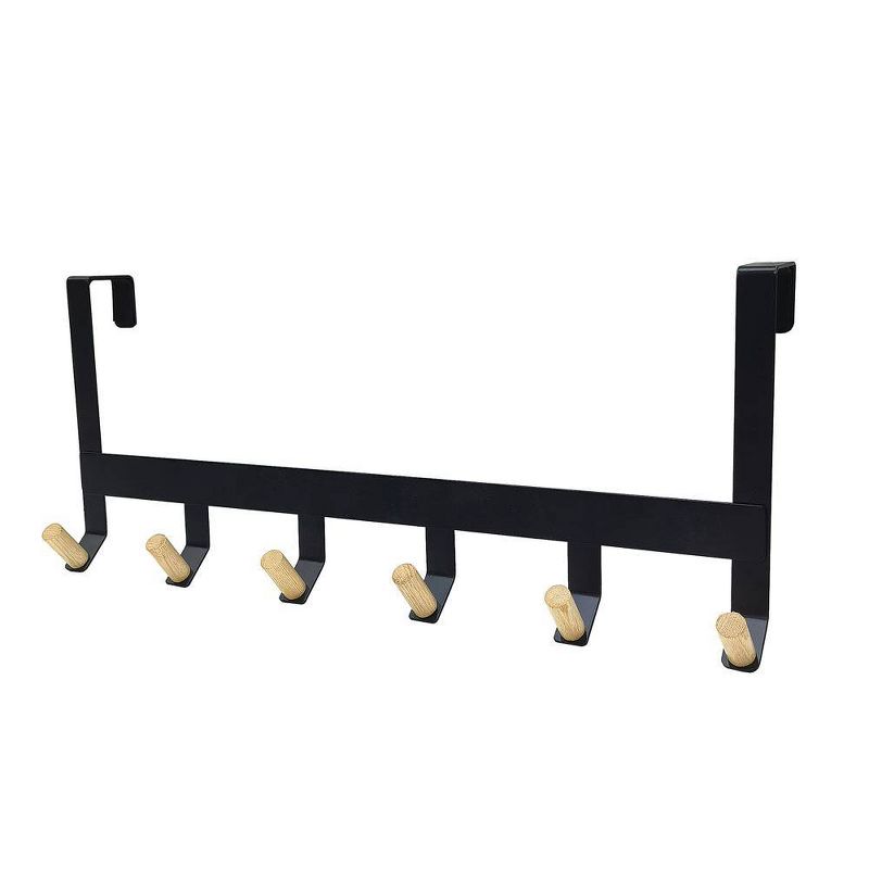 Mixed Material Over The Door 6 Hooks Rail Matte Black - Brightroom&#8482;, 1 of 3
