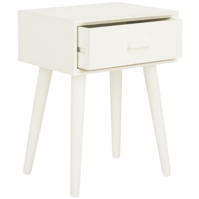 Lyle Transitional Rectangular Pine Wood Side Table with Storage - Distressed White