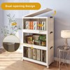 FONTOI 3-Tier Foldable Storage Box with Clear Doors&Wheels, Stackable Storage Container for Bedrooms Living Rooms Office, Beige, 15.35"*42.41"*25.59" - 4 of 4