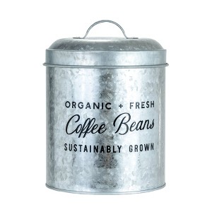 Amici Home Coffee Beans Galvanized Metal Canister - 104 Oz Airtight Storage with Handle Lid, 8.75" H x 6.5" D Kitchen Container - 1 of 4