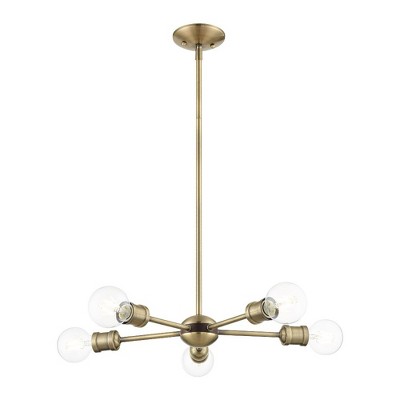 Mini Lansdale Antique Brass 5-Light Crystal Chandelier