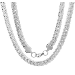 Steeltime 24" Men's stainless steel flat curb chain necklace. Color Option: Silver, Gold, Two-Tone - 1 of 4