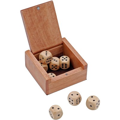 WE Games Wooden Dice Box and 8 Wooden Dice