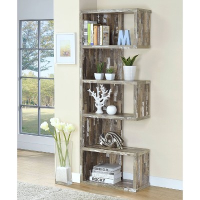 Rustic Salvaged Cabin Brown Wooden 5-Tier Bookcase