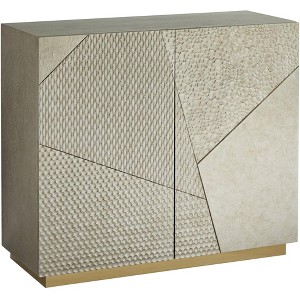 55 Downing Street Marian 39 1/2" Wide Gold Stainless Steel Asymmetrical 2-Door Cabinet - 1 of 4