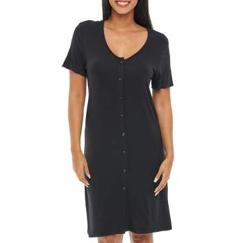 Women's Soft Knit Night Shirt, Short Sleeve Button Down Nightgown V-neck  Pajama Top : Target