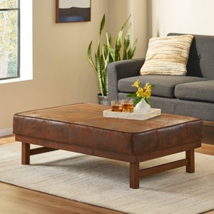 Hillman Modern Microfiber Cocktail Ottoman with Wood Frame - Christopher Knight Home - 1 of 4