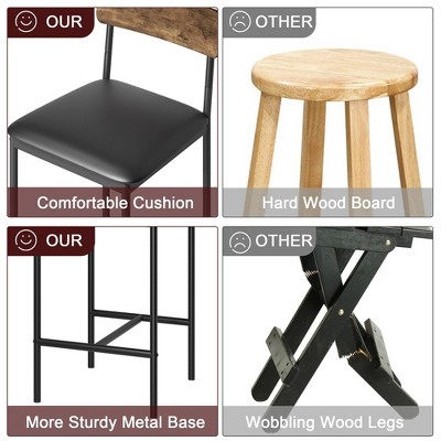 Bar Stools Set of 2,Kitchen Bar Stools with Footrest