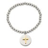 Chisel Stainless Steel Yellow IP-plated Cross FAITH CONQUERS ALL Dangle with Crystal Beaded Stretch Bracelet - 4 of 4