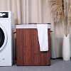 Folding Bamboo Laundry Hamper with Lid, 27.5gal Wood Laundry Basket with Washable Liner Bag, Slim Clothes Hamper for Bathroom Bedroom Apartment - 2 of 4
