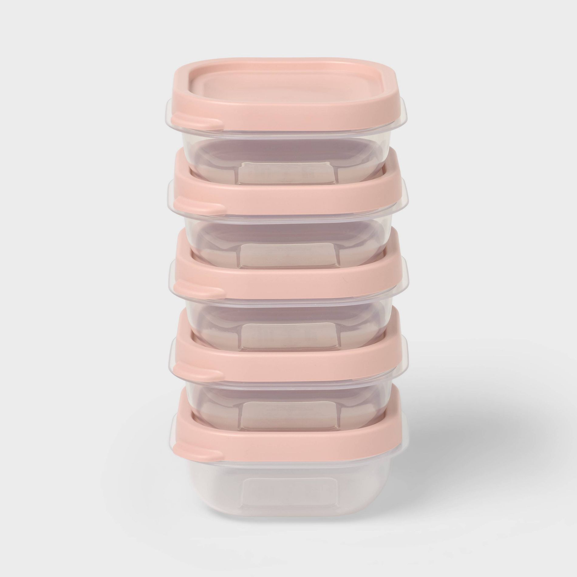 10pc (Set of 5) 1c Plastic Food Storage Container Set Pink - Room Essentials™
