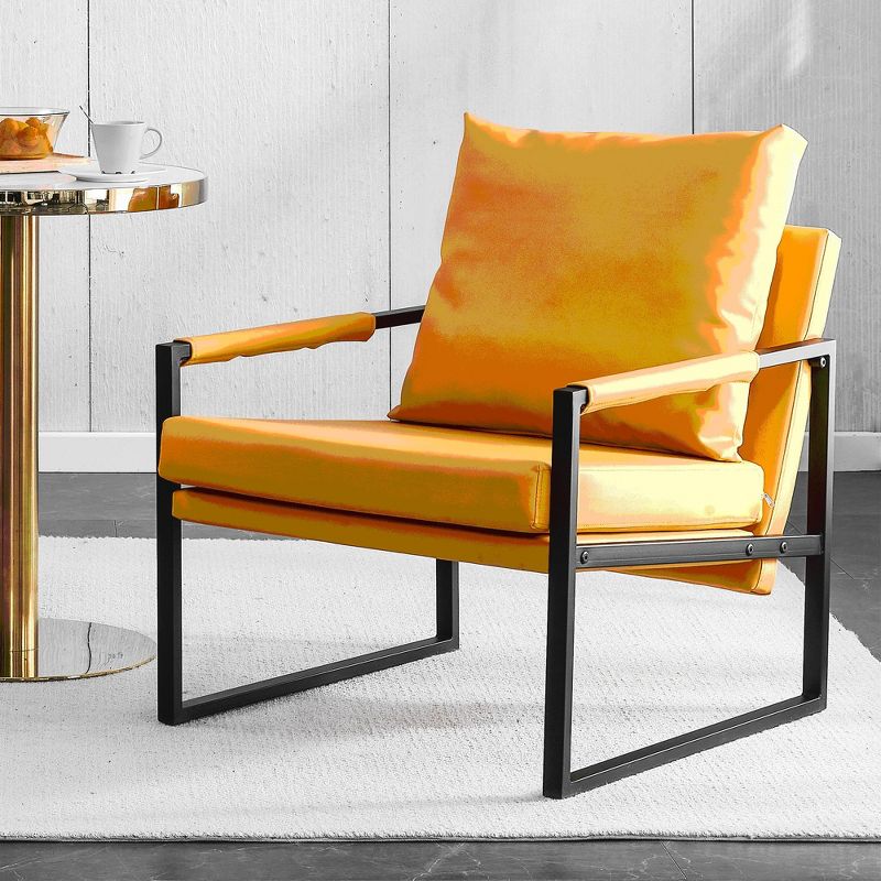 PU Leather Metal Frame Accent Armchair - ModernLuxe, 2 of 13