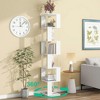 Lirago,13.4"L*13.4"W*74.8"H, 6-Tier Rotating Bookshelf with Acrylic Shelves & Anti-Tip Base - Multi-Functional Storage for Living,White - 2 of 4