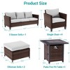 Sonkuki 8 Pieces Patio Sofa with Square Fire Pit Table and Ottomans, Wicker Conversation Couch, Light Gray Cushion - 3 of 4