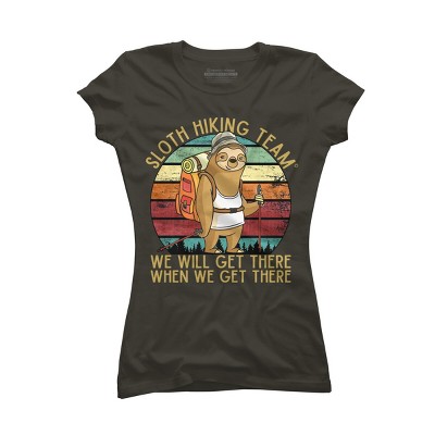 Junior's Design By Humans Sloth Hiking Team - We will get there, when we get there By andreastier T-Shirt