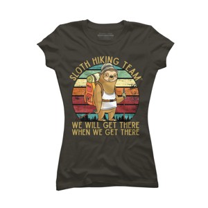Junior's Design By Humans Sloth Hiking Team - We will get there, when we get there By andreastier T-Shirt - 1 of 3