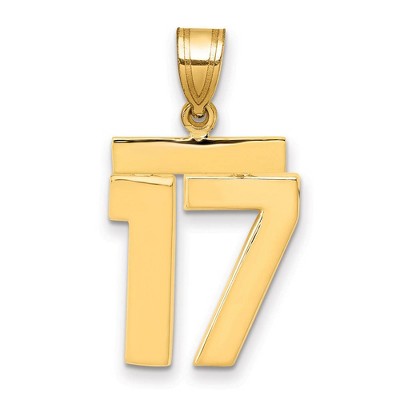Black Bow Jewelry 14k Yellow Gold, Athletic Collection Medium Polished Number 17 Pendant