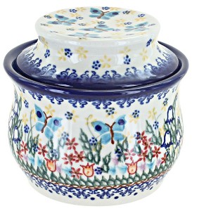 Blue Rose Polish Pottery 549 Vena French Butter Dish - 1 of 2
