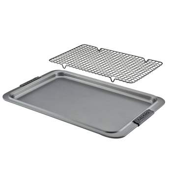 Anolon Bakeware with Silicone Grips 11"x17" Cookie Pan with 10"16" Cooling Rack Bronze