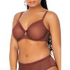 Curvy Couture Women's Solid Sheer Mesh Full Coverage Unlined Underwire Bra  Chocolate 46h : Target