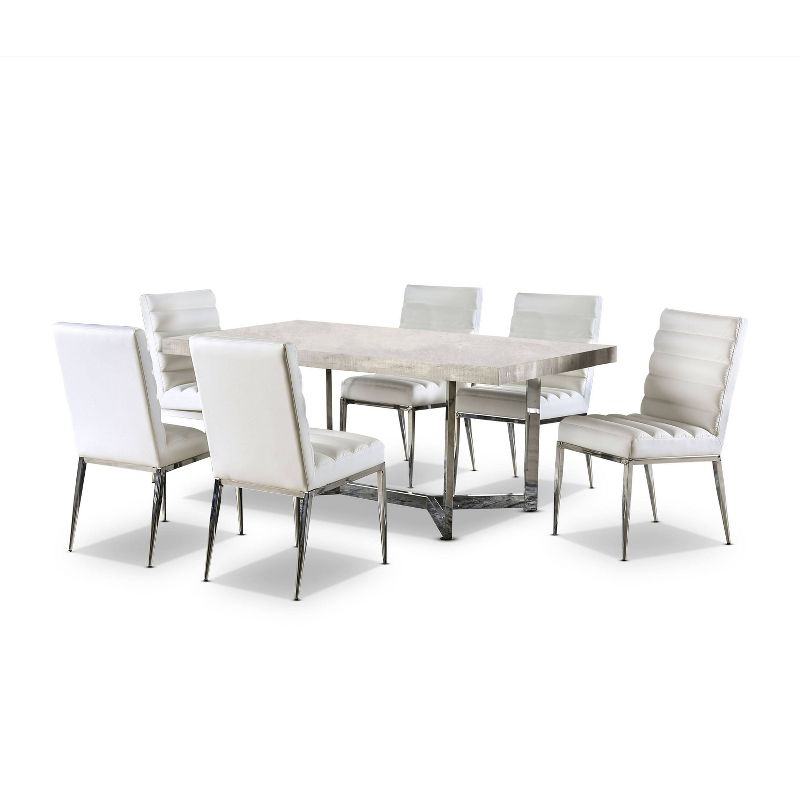 7pc Ravine Contemporary Dining Table Dining Set Light Gray/Chrome - miBasics, 1 of 6