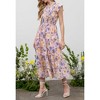 August Sky Women's Floral Smocked Ruffle Sleeve Tiered Midi Dress - image 3 of 4