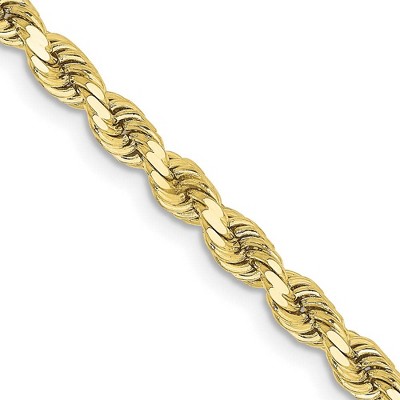 Black Bow Jewelry 3.25mm 10K Yellow Gold Diamond Cut Solid Rope Chain Bracelet