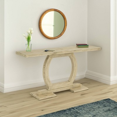 Barnwood Sandblast Pine Wood Rectangular Console Table