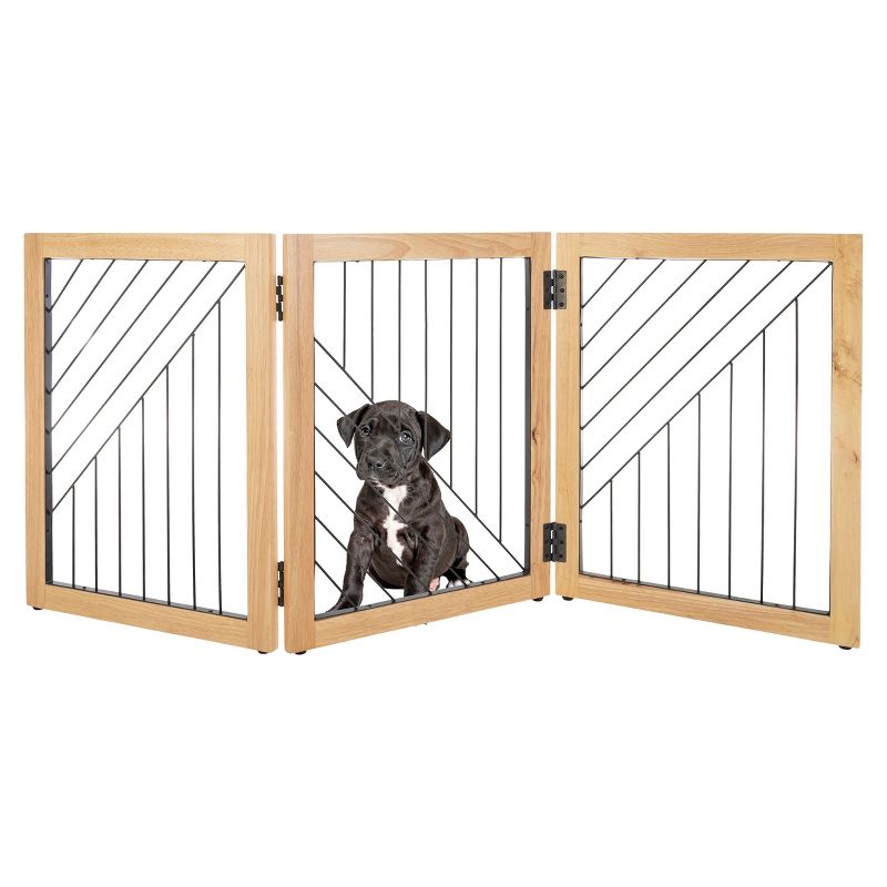 PETMAKER 3-Panel Foldable Pet Gate, Natural, 1 of 8