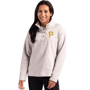 Pittsburgh Pirates Cutter & Buck Hunts Point Eco Textured Fleece Recycled Womens Snap Pullover - 1 of 1