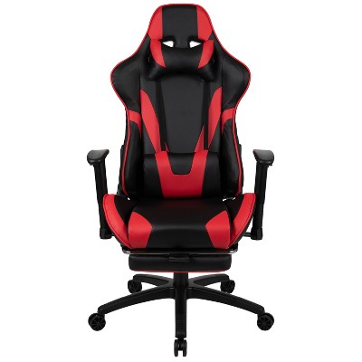 X30 Ergonomic Red Leather Gaming Chair with Reclining Back and Footrest
