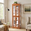 Wooakway 70"H Cherry Wood Lighted Glass Display Cabinet with Bulb Included for Living Room Kitchen Pantry - 2 of 4