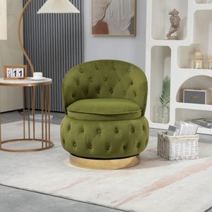 360 Degree Swivel Armchair Cuddle Chairs With Wide Upholstered,Barrel Armchair With Storage,Fluffy Velvet Fabric Chair-Cuddlewood - 1 of 4