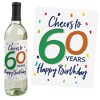 Big Dot of Happiness 60th Birthday - Cheerful Happy Birthday - Colorful Sixtieth Birthday Party Decor - Wine Bottle Label Stickers - Set of 4 - 2 of 4