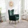 Velvet Upholstered Wing Back Accent Chair with Button-Tufted Back, High-Density Foam Cushion and Gold Metal Legs - 4 of 4