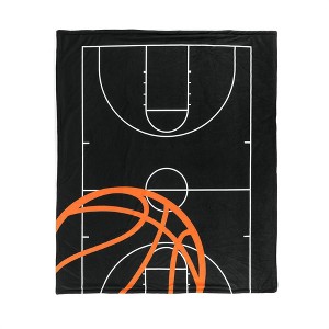 50"x60" Kids' Basketball Game Reversible Throw Black/Orange - Lush Décor - 1 of 4