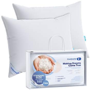Continental Bedding - 550 Fill Power Firm Duck Down Pillow - Size - Set of 2