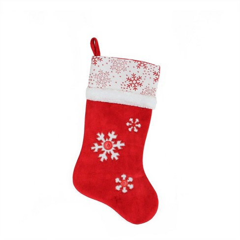 Northlight 20 5 Red And White Button Snowflake Christmas Stocking