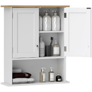 HOMCOM Over the Toilet Bathroom Wall Cabinet, Modern Bathroom Cabinet Wall Mounted Medicine Cabinet with 2 Doors, Adjustable Shelf, White - 1 of 4