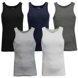 Galaxy By Harvic Men's Heavyweight Ribbed Tank Top-5 Pack - 1 of 4