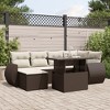 vidaXL 7 Piece Patio Sofa Set with Cushions - Brown and Cream without storage - 2 of 4