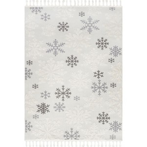 Nuloom Unity High-Low Snowflake Tasseled Indoor Area Rug, 4' x 6', Light Grey - 1 of 4