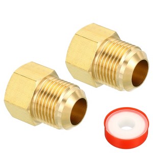 Unique Bargains Brass Reducer Gas Hex Coupling 45 Degree Flare Thread Tube Fittings - 1 of 4