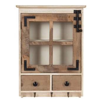 Hutchins Decorative Farmhouse Wood Wall Cabinet Rustic and White - Kate & Laurel All Things Decor